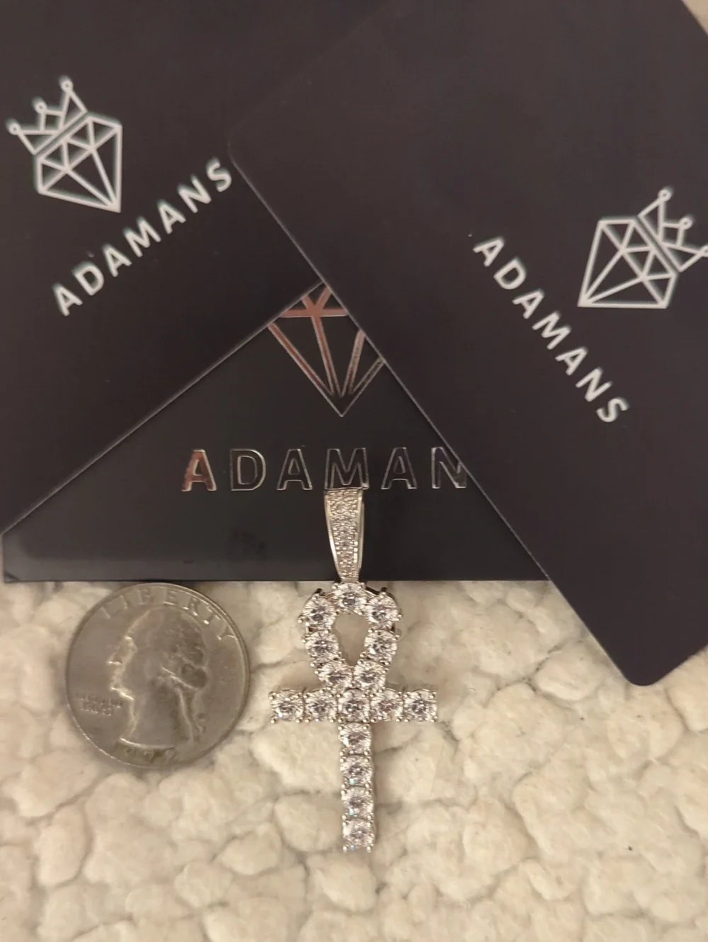 Silver-Tone Moissante Ankh Pendant - Silver
